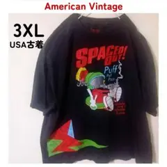 3XL✰USA古着 ヴィンテージ ビッグ tシャツ 黒 プリント BIG