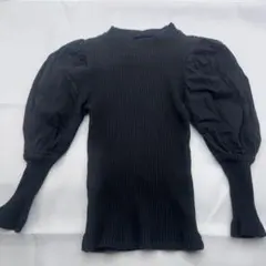 アウター　パフスリーブ　袖異素材　リブトップス　黒　おしゃれ　サイズ100