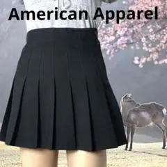 American Apparel ハイウェスト プリーツミニスカート ブラック