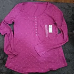 パープル ドット柄 長袖Tシャツ Mサイズ