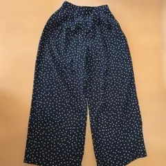 GU黒 水玉模様 ワイドパンツ　S