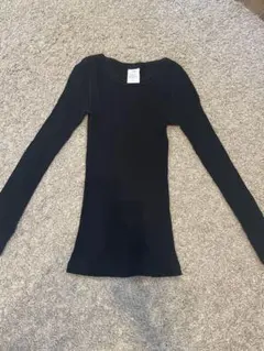 ハイク　リブトップス　ブラック　コットン