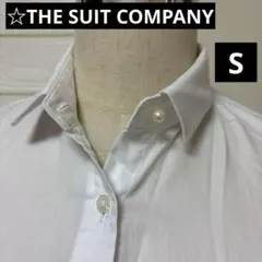 THE SUIT COMPANY ホワイト ボタンダウン 半袖シャツ S