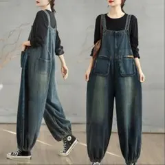 新品 大きいサイズ 秋冬 デニム サロペット ゆったり オーバーオール　8: