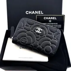【超極美品✨】シャネル 財布 ニューカメリア 型押 ラウンドジップ コインパース