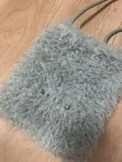 SHIRO ブルーファーショルダーバッグ 美品
