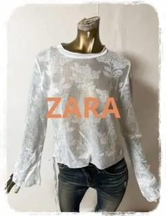 ⬛︎☘️T17555☘️ZARA FINEKNIT フローラルレース L