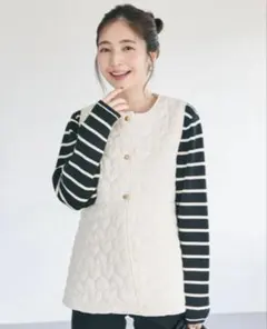 ホワイト　ベスト ハートキルティングベスト　coca ZARA H&M GU