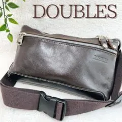 重厚感✨DOUBLES ウエストバック イタリアン牛革　ナイロン　ブラウン