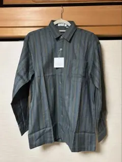【新品未使用】元値高額！グリーンストライプ長袖シャツ Ｍサイズ ユニセックス