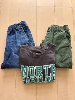 【男の子160】デニムパンツとカーゴパンツ、ロンT 3点セット