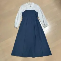 SENSE OF PLACE ブラウスドッキングワンピース ネイビー ブルー