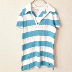 最終価格‼️トミーヒルフィガー 【M】ボーダー 半袖 カットソー ブルー ホワイト