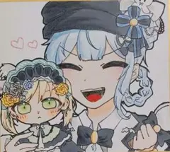 魔法少女ノ魔女裁判 まのさば 橘シェリー 遠野ハンナ 手描きイラスト 色紙