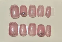 ラメ入りピンクネイルチップ10個セット