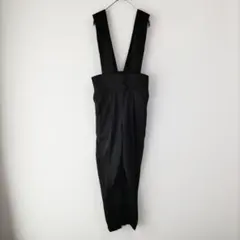 〈ユアーズ〉サスペンダー付きパンツ　黒　テーパード　М