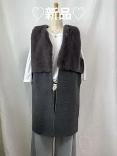 新品】【リバーシブル】ARBORENTE ダウンファーベスト モカ M～L