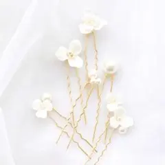 ヘッドドレス フラワー パール風 ヘアピン 結婚式 ブライダル パーティ 104