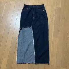 デニム タイトスカート ロング丈 カットオフのサムネイル
