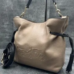 ✨美品✨コーチ　アンディ　ショルダーバッグ 2way 巾着型　エンボス　ベージュ