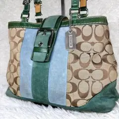 COACH コーチ トートバッグ A4 肩掛け ターンロック ブルー デニム 青 COACH コーチ トートバッグ A4 肩掛け ターンロック ブルー デニム 青