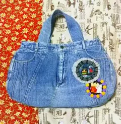 専用ページ☆ハンバーガー＆ポテト大好きっ☆猫のデニムリメイクバッグ☆ポップ