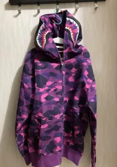 A Bathing Ape シャークパーカー パープル　Mサイズ