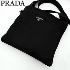 美品】プラダPRADA大きめ斜め掛けショルダーバッグ黒 サフィアーノ 316 