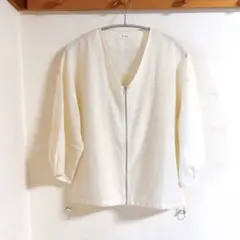 処分・美品＊le colis MIXカラーシアークレープ VネックZIPシャツ