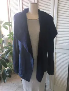 新品　レディース　スエード　ボア　カーディガン　ネイビー　S/M  ニット