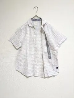 NATURAL LAUNDRY リネンコットン 丸襟チェックシャツのサムネイル