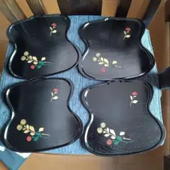 京漆器　象彦　菊柄　瓢盆4枚