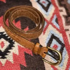 70s レザー ベルト 編み込み