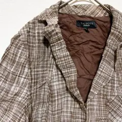 １点もの✨️TALBOTS 【14】ノーカラージャケット ブラウン チェック柄