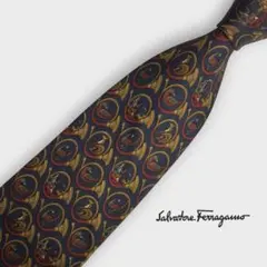 Salvatore Ferragamo 高級SILKネクタイ 楽器柄 フェラガモ