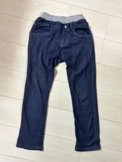 デニム風ロングパンツ　ジーパン　裏起毛