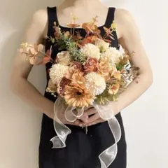 ウエディングブーケ　クラッチブーケ♡ テラコッタ　オレンジ　造花