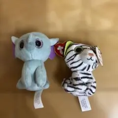 Ty ぬいぐるみセット 水色の象とトラ　マック　ハッピーセット