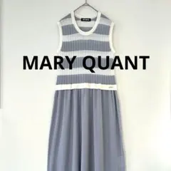 MARY QUANT ボーダーノースリーブニット ワンピース ブルーグレーのサムネイル