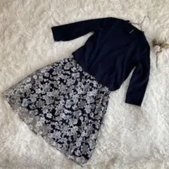 GLOBALWORK グローバルワークワンピース(F)花柄セットアップフレア紺色