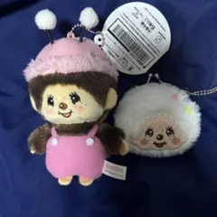 モンチッチ ぬいぐるみ マスコット ピンク 蝶々・がま口ミニポーチ