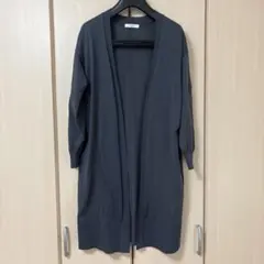 ダークグレー 長袖ロングカーディガン