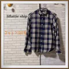 嬉しいコットン100% ❣️ liflattie  ships 長袖　ネルシャツのサムネイル