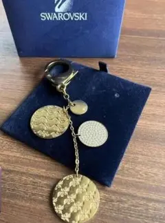★SWAROVSKIスワロフスキー キーホルダーブランドマーク ゴールド スワン