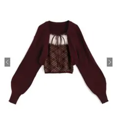 アーガイル柄ファーキャミソール✕ボレロニットアンサンブル【an1840】