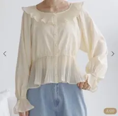 flower シェルプリーツブラウス　イエロー