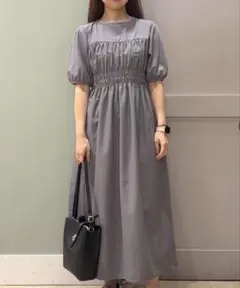 【新品未使用】WORL Dgrove グレー 半袖 ロングワンピース