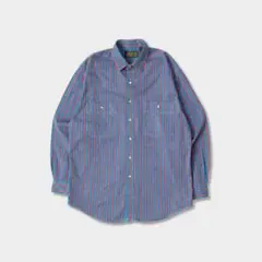 レア　好配色　刺繍　80s　Eddie Bauer　エディーバウアー ストライプ