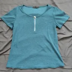 GORGE フロントジップ リブTシャツ ブルー　Fサイズのサムネイル