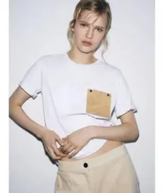 ZARA コントラストポケットTシャツ　M